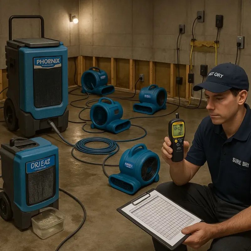 Structural Drying and Dehumidification process in Warren, IL